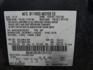 2020 Ford EcoSport SE with VIN MAJ6S3GL8LC345257, listed as a IAAI auction lot 41370629 with 100,639 mi miles and . Bid and sale history available at DreamBid. Image 9.