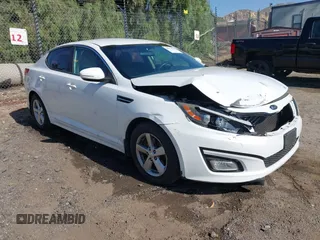 2015 Kia Optima LX with VIN 5XXGM4A76FG456677, listed as a IAAI auction lot 41976831 with 138,008 mi miles. Bid and sale history available at carsss.com. Image 1.