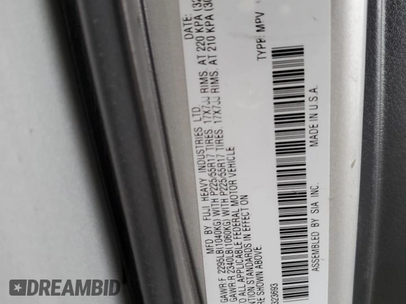 2006 Subaru Legacy Outback Limited with VIN 4S4BP62C167323693, listed as a Copart auction lot 54253955 with 165,810 mi miles and Salvage title. Bid and sale history available at DreamBid. Image 12.