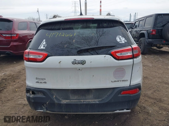 2015 Jeep Cherokee Limited with VIN 1C4PJMDB7FW584076, listed as a IAAI auction lot 41712661 with 183,000 mi miles and . Bid and sale history available at DreamBid. Image 16.