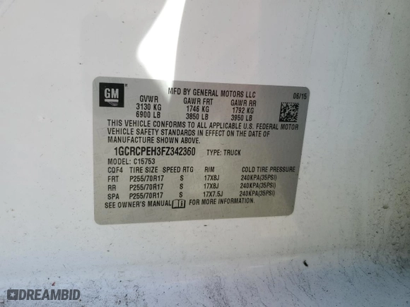 2015 Chevrolet Silverado 1500 LS with VIN 1GCRCPEH3FZ342360, listed as a Copart auction lot 49089975 with 192,390 mi miles and Clean Title. Bid and sale history available at carsss.com. Image 12.