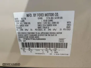 2018 Ford Explorer Limited with VIN 1FM5K7F89JGB84669, listed as a IAAI auction lot 41880507 with 93,941 mi miles. Bid and sale history available at carsss.com. Image 9.