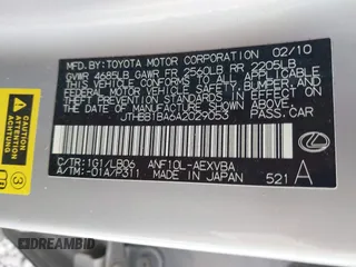 2010 Lexus HS 250h z VIN JTHBB1BA6A2029053, wystawiony jako IAAI lot #42422258 z przebiegiem Nie podano mil oraz . Historia ofert i sprzedaży dostępna na DreamBid. Obrazek 9.