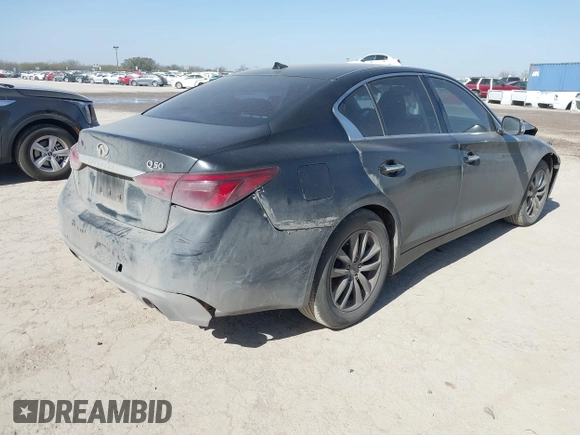 2018 Infiniti Q50 2.0t LUXE with VIN JN1CV7AR0JM280228, listed as a IAAI auction lot 41675002 with 203,946 mi miles. Bid and sale history available at carsss.com. Image 4.