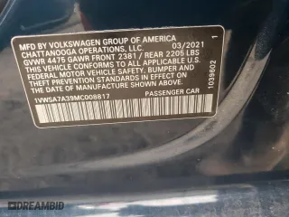 2021 Volkswagen Passat 2.0T SE with VIN 1VWSA7A39MC008817, listed as a Copart auction lot 72951552 with 49,480 mi miles. Bid and sale history available at carsss.com. Image 12.