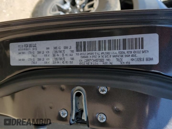 2017 Ram 1500 Rebel with VIN 1C6RR7YTXHS573922, listed as a Copart auction lot 55161855 with 53,516 mi miles and Salvage title. Bid and sale history available at DreamBid. Image 12.