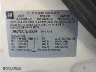 2009 Buick Enclave CXL with VIN 5GAEV23D79J193807, listed as a Copart auction lot 72084164 with 210,589 mi miles and Clean Title. Bid and sale history available at carsss.com. Image 14.