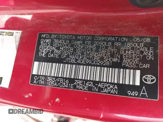 2009 Toyota Corolla with VIN JTDBL40E99J029281, listed as a IAAI auction lot 42460666 with 215,845 mi miles and . Bid and sale history available at DreamBid. Image 9.