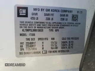 2021 Chevrolet TrailBlazer LT with VIN KL79MPSL9MB136520, listed as a Copart auction lot 48891395 with 66,691 mi miles and Salvage Title. Bid and sale history available at DreamBid. Image 15.