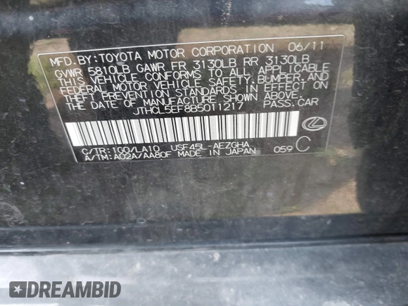 2011 Lexus LS 460 z VIN JTHCL5EF8B5011217, wystawiony jako IAAI lot #41941389 z przebiegiem Nie podano mil oraz . Historia ofert i sprzedaży dostępna na DreamBid. Obrazek 9.