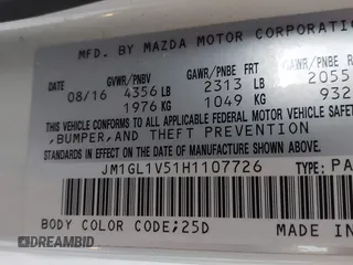 2017 Mazda Mazda6 Touring with VIN JM1GL1V51H1107726, listed as a IAAI auction lot 41875900 with 73,040 mi miles. Bid and sale history available at carsss.com. Image 9.