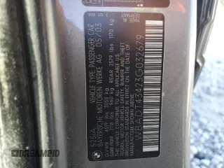 2003 BMW 5 Series 525iA with VIN WBADT43423G032679, listed as a Copart auction lot 77325844 with Not Provided miles and Non Repairable. Bid and sale history available at carsss.com. Image 12.