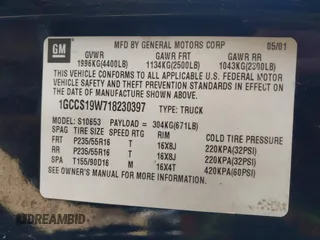2001 Chevrolet S-10 LS with VIN 1GCCS19W718230397, listed as a IAAI auction lot 41293765 with 151,578 mi miles and . Bid and sale history available at DreamBid. Image 9.