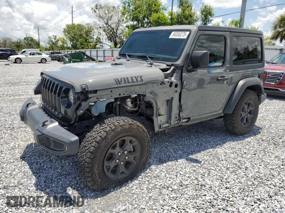 2022 Jeep Wrangler Willys Sport with VIN 1C4GJXANXNW210785, listed as a Copart auction lot 59355275 with 25,887 mi miles and Salvage title. Bid and sale history available at DreamBid. Image 1.