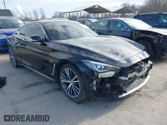 2019 Infiniti Q60 Luxe with VIN JN1EV7EL0KM291021, listed as a IAAI auction lot 41589716 with 59,235 mi miles and . Bid and sale history available at DreamBid. Image 1.
