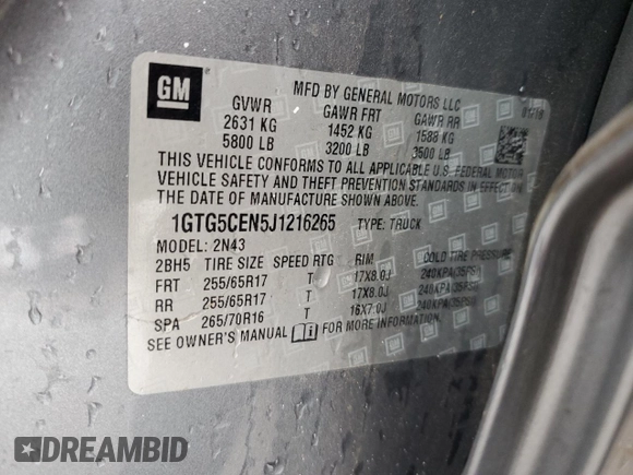 2018 GMC Canyon 2WD SLE with VIN 1GTG5CEN5J1216265, listed as a Copart auction lot 81245954 with 77,464 mi miles and Salvage Title. Bid and sale history available at carsss.com. Image 12.