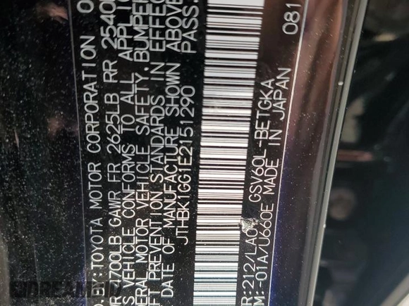 2014 Lexus ES 330 z VIN JTHBK1GG1E2151290, wystawiony jako Copart lot #65286755 z przebiegiem 62 299 mil mil oraz Szkoda całkowita • Salvage title. Historia ofert i sprzedaży dostępna na DreamBid. Obrazek 12.