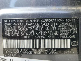 2014 Lexus IS 250 with VIN JTHBF1D28E5019204, listed as a Copart auction lot 48199365 with 93,436 mi miles and Salvage Title. Bid and sale history available at DreamBid. Image 15.