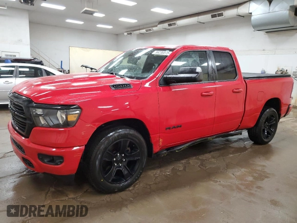 2021 Ram 1500 Big Horn with VIN 1C6SRFBT6MN771958, listed as a Copart auction lot 56236575 with 76,090 mi miles and Salvage title. Bid and sale history available at DreamBid. Image 1.