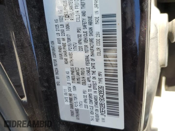 2011 Mazda CX-7 i Sport with VIN JM3ER2B51B0406539, listed as a Copart auction lot 49296105 with 228,623 mi miles and Salvage Title. Bid and sale history available at DreamBid. Image 13.