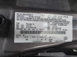 2014 Ford Focus SE with VIN 1FADP3F24EL416510, listed as a IAAI auction lot 41911464 with 186,153 mi miles. Bid and sale history available at carsss.com. Image 9.