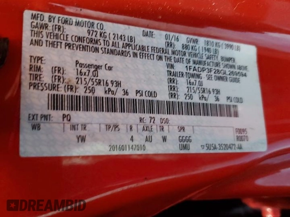 2016 Ford Focus SE with VIN 1FADP3F28GL269594, listed as a Copart auction lot 44065645 with 118,855 mi miles and Salvage Title. Bid and sale history available at carsss.com. Image 15.