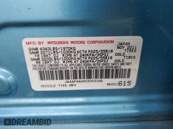 2012 Mitsubishi Outlander Sport SE with VIN JA4AP4AUXCZ003166, listed as a Copart auction lot 44397915 with 120,270 mi miles and Salvage Title. Bid and sale history available at carsss.com. Image 15.