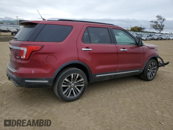 2018 Ford Explorer Platinum with VIN 1FM5K8HT1JGC57041, listed as a Copart auction lot 45741235 with 98,236 mi miles and Salvage Title. Bid and sale history available at carsss.com. Image 3.