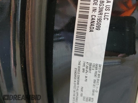 2022 Chrysler Pacifica Touring L with VIN 2C4RC1BG3NR195099, listed as a Copart auction lot 54214885 with 69,039 mi miles and Salvage title. Bid and sale history available at DreamBid. Image 13.