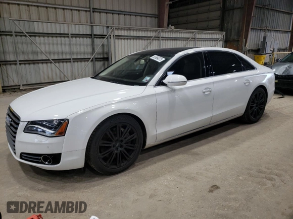 2014 Audi A8 4.0T with VIN WAUR2AFD1EN005555, listed as a Copart auction lot 55664075 with 170,188 mi miles and Salvage title. Bid and sale history available at DreamBid. Image 1.