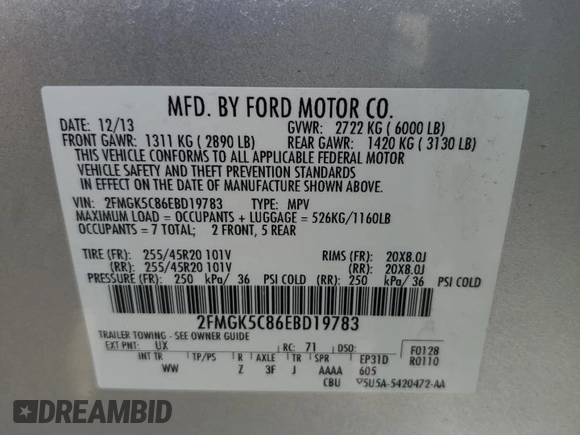 2014 Ford Flex SEL z VIN 2FMGK5C86EBD19783, wystawiony jako Copart lot #54235155 z przebiegiem 203 662 mil mil oraz Szkody całkowita. Historia ofert i sprzedaży dostępna na DreamBid. Obrazek 13.