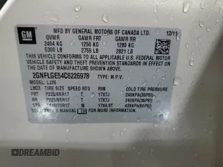 2012 Chevrolet Equinox LTZ with VIN 2GNFLGE54C6226978, listed as a Copart auction lot 43212055 with 169,789 mi miles and Salvage Title. Bid and sale history available at DreamBid. Image 13.