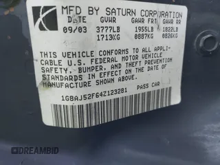 2004 Saturn ION with VIN 1G8AJ52F64Z123281, listed as a IAAI auction lot 41658784 with 206,663 mi miles. Bid and sale history available at carsss.com. Image 9.