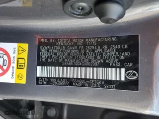 2016 Lexus ES 350 with VIN 58ABK1GG4GU002997, listed as a Copart auction lot 85678174 with 120,652 mi miles and Salvage Title. Bid and sale history available at carsss.com. Image 12.