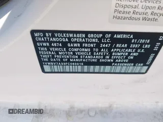 2015 Volkswagen Passat SE с VIN 1VWBV7A33FC060015, выставлен на аукционе IAAI как лот 42039292 с пробегом 52 110 миль миль и . История ставок и продаж доступна на DreamBid. Изображение 9.