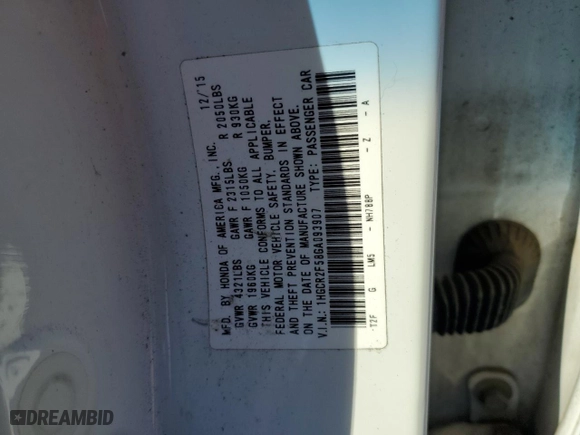 2016 Honda Accord Sedan Sport with VIN 1HGCR2F58GA093907, listed as a Copart auction lot 48520175 with 108,432 mi miles and Salvage Title. Bid and sale history available at carsss.com. Image 12.