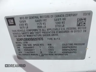 2016 Chevrolet Equinox LS with VIN 2GNFLEEKXG6297876, listed as a IAAI auction lot 41880504 with 121,716 mi miles. Bid and sale history available at carsss.com. Image 9.