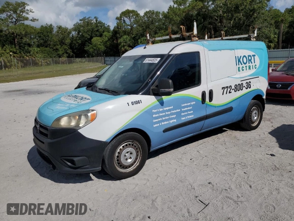2016 Ram ProMaster City Cargo Tradesman with VIN ZFBERFAT0G6B52042, listed as a Copart auction lot 61444835 with 143,723 mi miles and Salvage title. Bid and sale history available at DreamBid. Image 1.