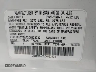2012 Infiniti G37 Journey with VIN JN1CV6AP2CM623732, listed as a IAAI auction lot 41979771 with 217,306 mi miles and . Bid and sale history available at DreamBid. Image 9.