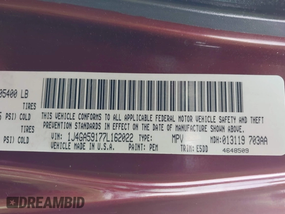 2007 Jeep Wrangler Unlimited Sahara with VIN 1J4GA59177L162022, listed as a IAAI auction lot 41887599 with 207,358 mi miles and . Bid and sale history available at DreamBid. Image 9.