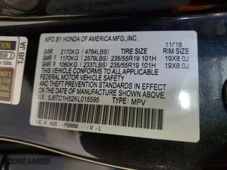 2019 Acura RDX w/Technology Pkg with VIN 5J8TC1H52KL015595, listed as a Copart auction lot 88440295 with 62,145 mi miles and Salvage Title. Bid and sale history available at carsss.com. Image 15.