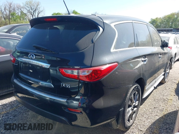 2013 Infiniti JX35 with VIN 5N1AL0MM7DC307092, listed as a IAAI auction lot 41625062 with 162,553 mi miles. Bid and sale history available at carsss.com. Image 4.