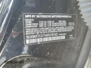 2017 BMW X3 xDrive35i with VIN 5UXWX7C57H0S19103, listed as a Copart auction lot 43017355 with 121,084 mi miles and Salvage Title. Bid and sale history available at DreamBid. Image 14.