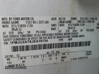 2018 Ford Expedition Limited with VIN 1FMJU2AT8JEA19134, listed as a Copart auction lot 56781885 with 78,070 mi miles and Salvage title. Bid and sale history available at DreamBid. Image 13.