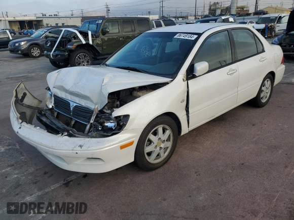 2002 Mitsubishi Lancer LS with VIN JA3AJ36E02U064779, listed as a Copart auction lot 86749184 with 127,343 mi miles and Salvage Title. Bid and sale history available at carsss.com. Image 1.
