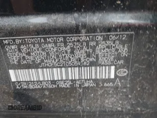 2012 Lexus IS 250 z VIN JTHCF5C21C5059182, wystawiony jako IAAI lot #41954329 z przebiegiem 109 689 mil mil oraz . Historia ofert i sprzedaży dostępna na DreamBid. Obrazek 9.