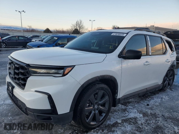 2023 Honda Pilot Sport with VIN 5FNYG1H30PB001986, listed as a Copart auction lot 41820225 with 0 mi miles and Salvage Title. Bid and sale history available at carsss.com. Image 1.