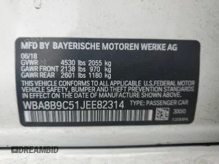 2018 BMW 3 Series 330i с VIN WBA8B9C51JEE82314, выставлен на аукционе Copart как лот 51066985 с пробегом 32 519 миль миль и Списание • Salvage title. История ставок и продаж доступна на DreamBid. Изображение 13.