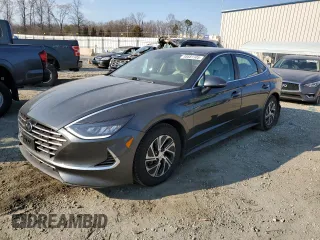 2020 Hyundai Sonata Hybrid Blue with VIN KMHL24JJ9LA015953, listed as a Copart auction lot 46681105 with 99,582 mi miles and Salvage Title. Bid and sale history available at carsss.com. Image 1.