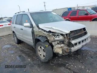 2005 Honda Pilot EX with VIN 5FNYF18445B054697, listed as a IAAI auction lot 41819842 with 289,804 mi miles. Bid and sale history available at carsss.com. Image 1.